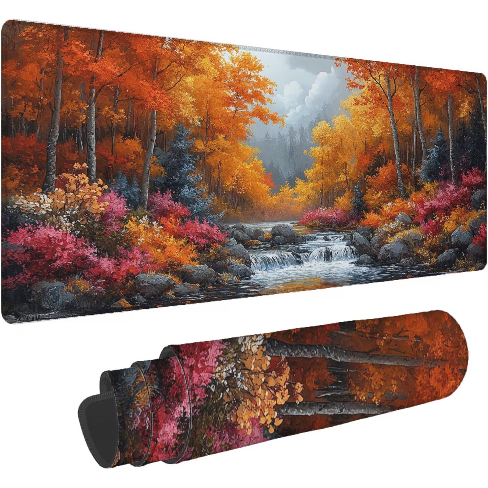 Podkładka pod mysz XXL 1600 x 800 mm pomarańczowa kolorowa podkładka pod mysz krajobrazowa mata podkładka pod mysz do gier antypoślizgowa gumowa podstawa zszyte krawędzie akcesoria biurowe praca do