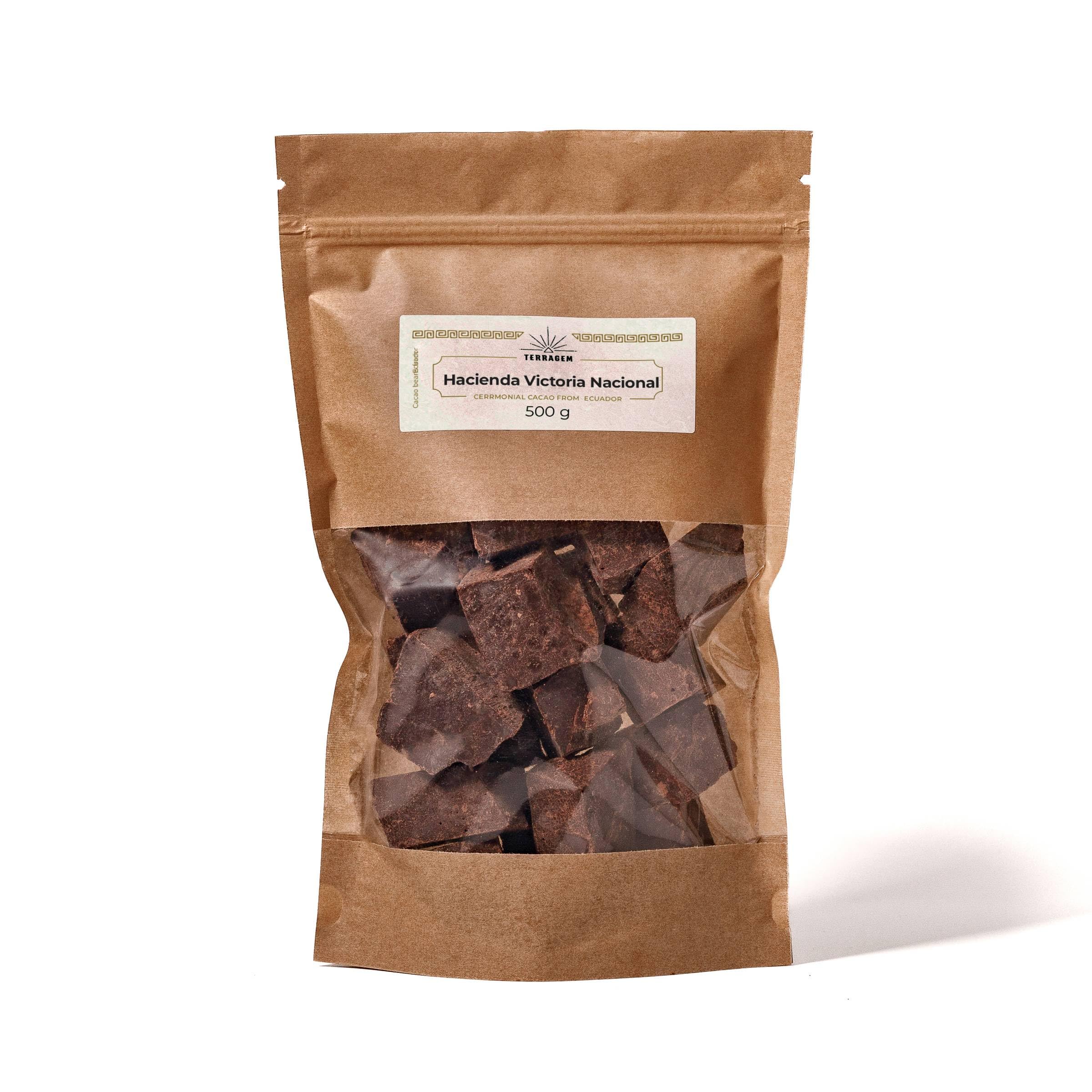 TerraGem Zeremonieller Kakao Hacienda Victoria Nacional, 100% Kakaomasse, 500 g | Ohne Zuckerzusatz, Aromen und Emulgatoren
