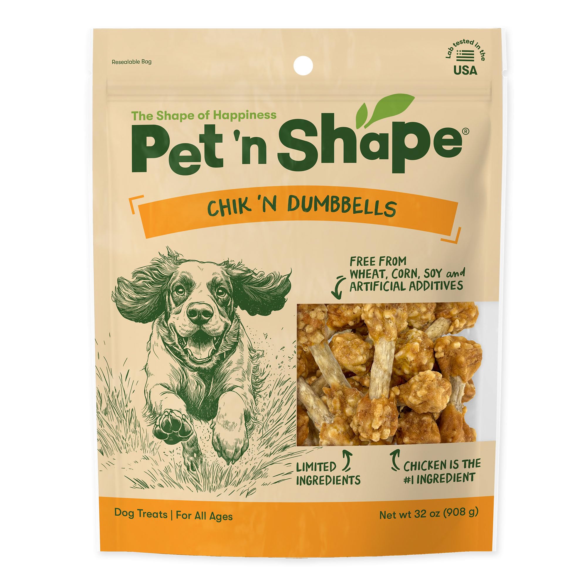 Pet 'n Shape Chik 'N Rice Dumbbells - All Natural Dog Treats, Chicken, 32 oz