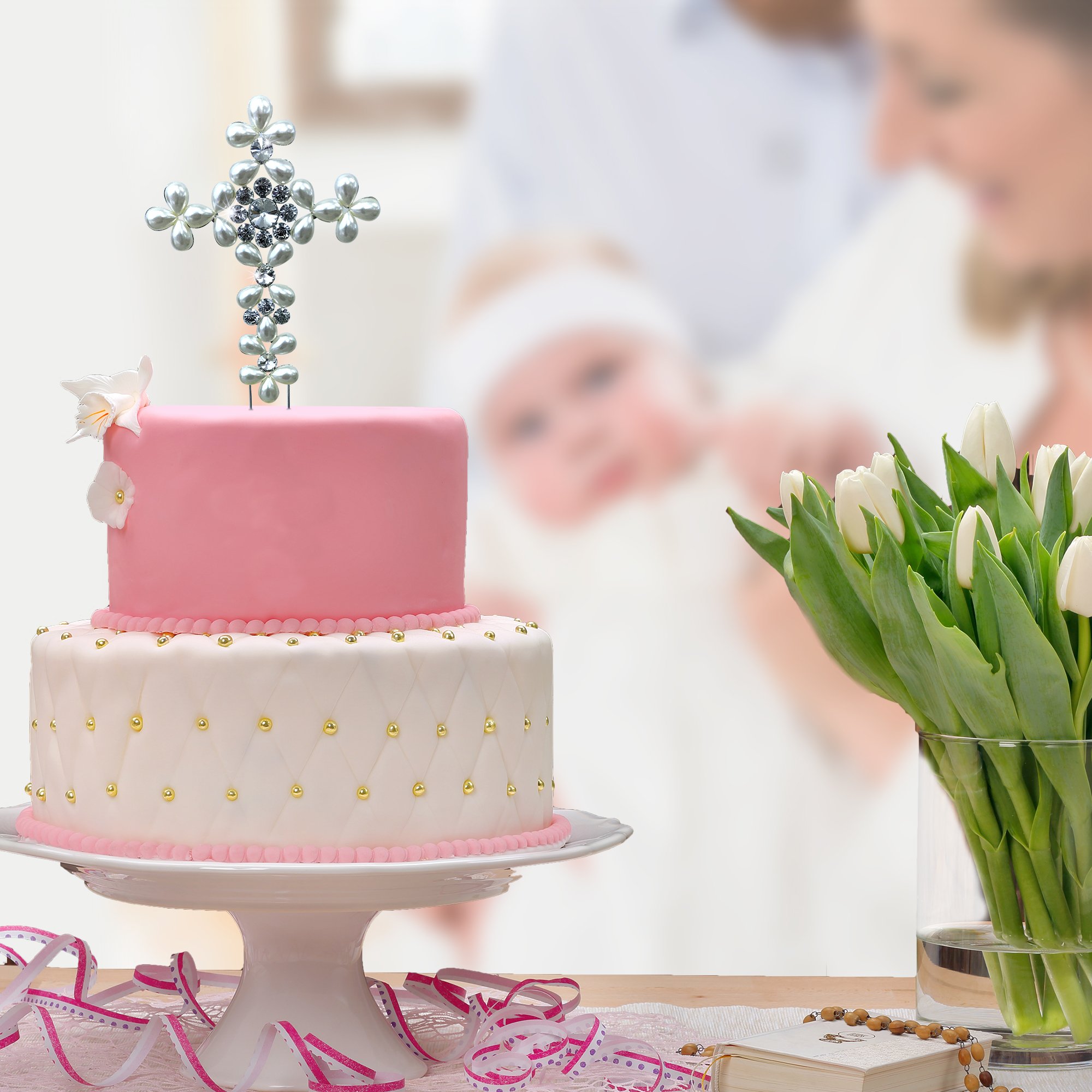 Buy JennyGems Cross Cake Topper, Baptism Boy And Girl Cake Topper