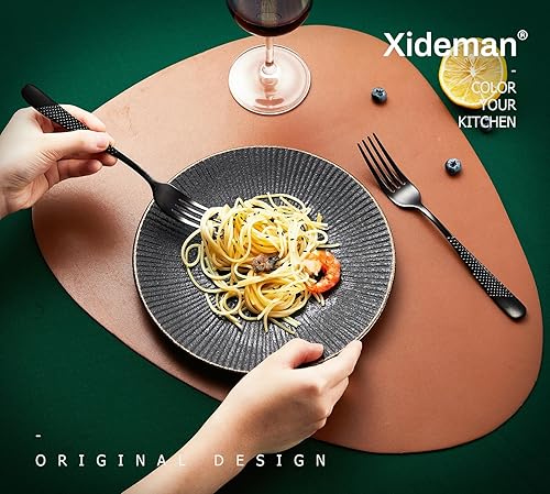 Miniatura 5 de Juego de tenedores martillados prémium (8.1 pulgadas), cubiertos de tenedores de acero inoxidable 1810, 6 tenedores de metal para el hogar, cocina,