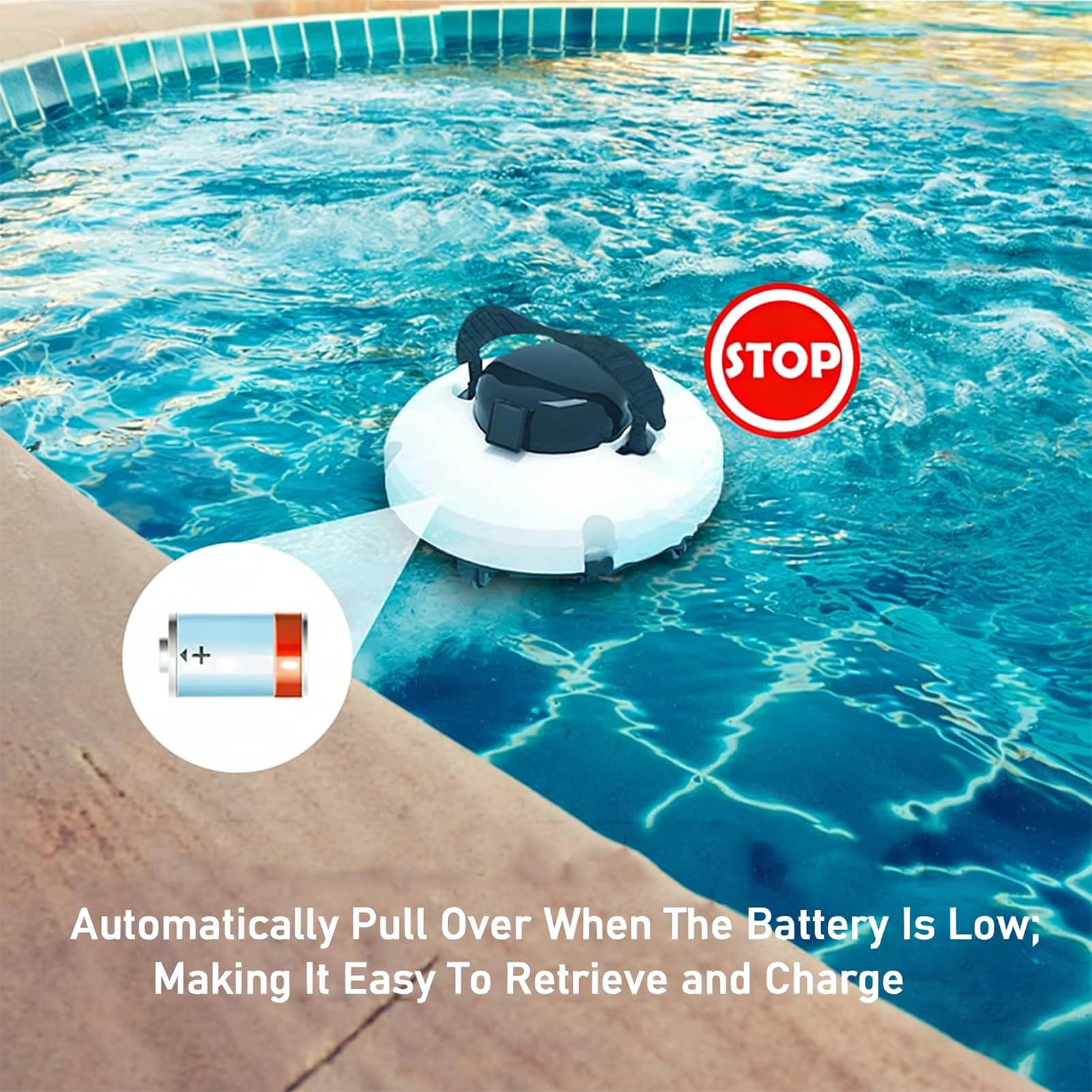 Aspiradora robótica inalámbrica para piscina con prevención automática de obstáculos y densidad de filtro de 180 μm para una limpieza de piscinas sin esfuerzo