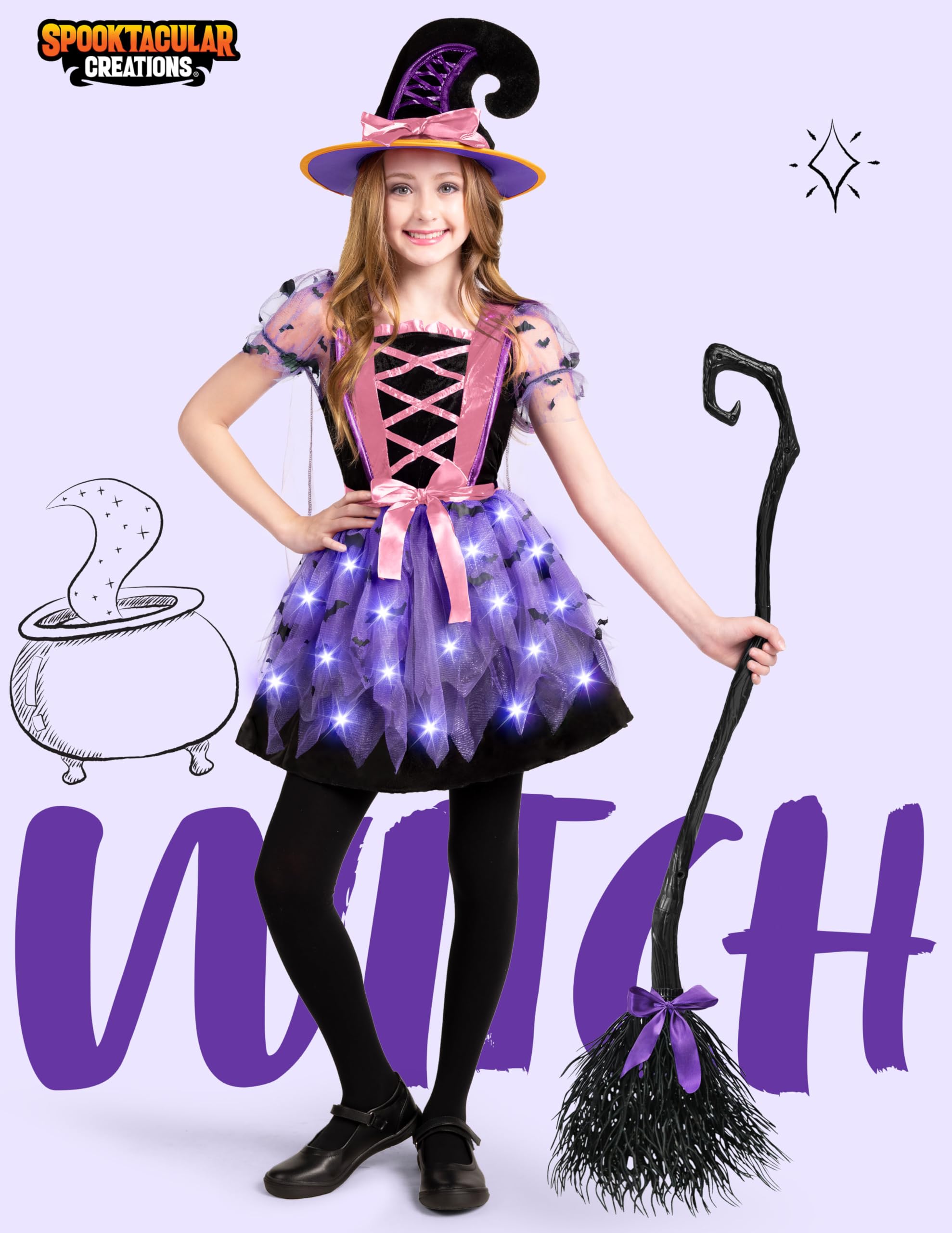 Spooktacular Creations Girls Light Up Witch Costume - Image 2