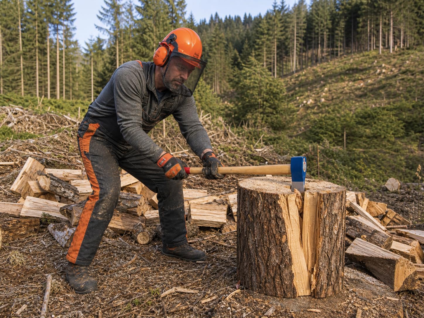6729 Holzspalthammer 3500 g Kopfgewicht, 4500 g Gesamtgewicht, Eschenholzstiel 850 mm, geschmiedeter Spalthammer mit Wendenase zum Spalten und Einschlagen von Keilen im Holz