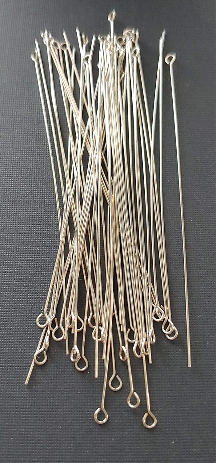 Wire Wrapper Eye Pins 3" 24 Gauge Sterling Silver. Pack of 50. Use Them in Conjunction with Our Snapeez Jump Rings ~ The Ultra Secure | No Solder Jump Ring! Made in USA.