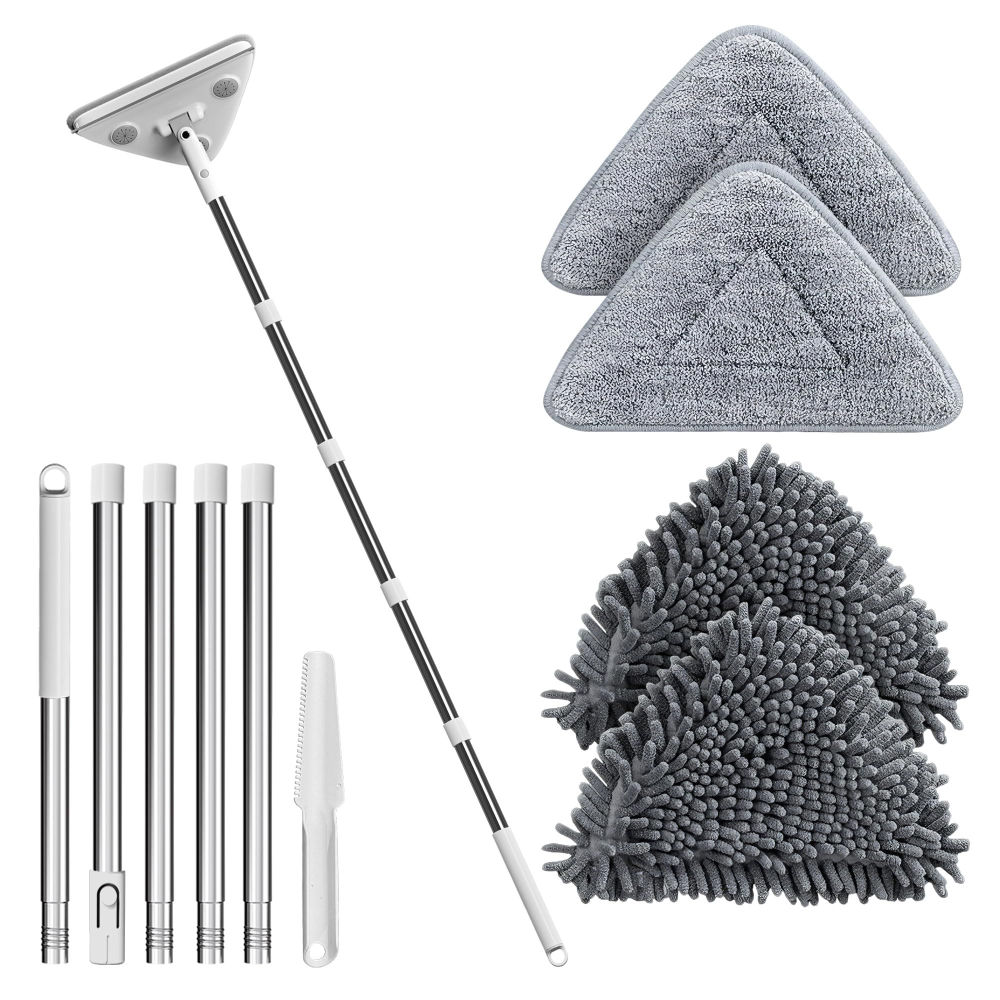 Balai à franges et plinthes avec long manche réglable pour un nettoyage domestique complet