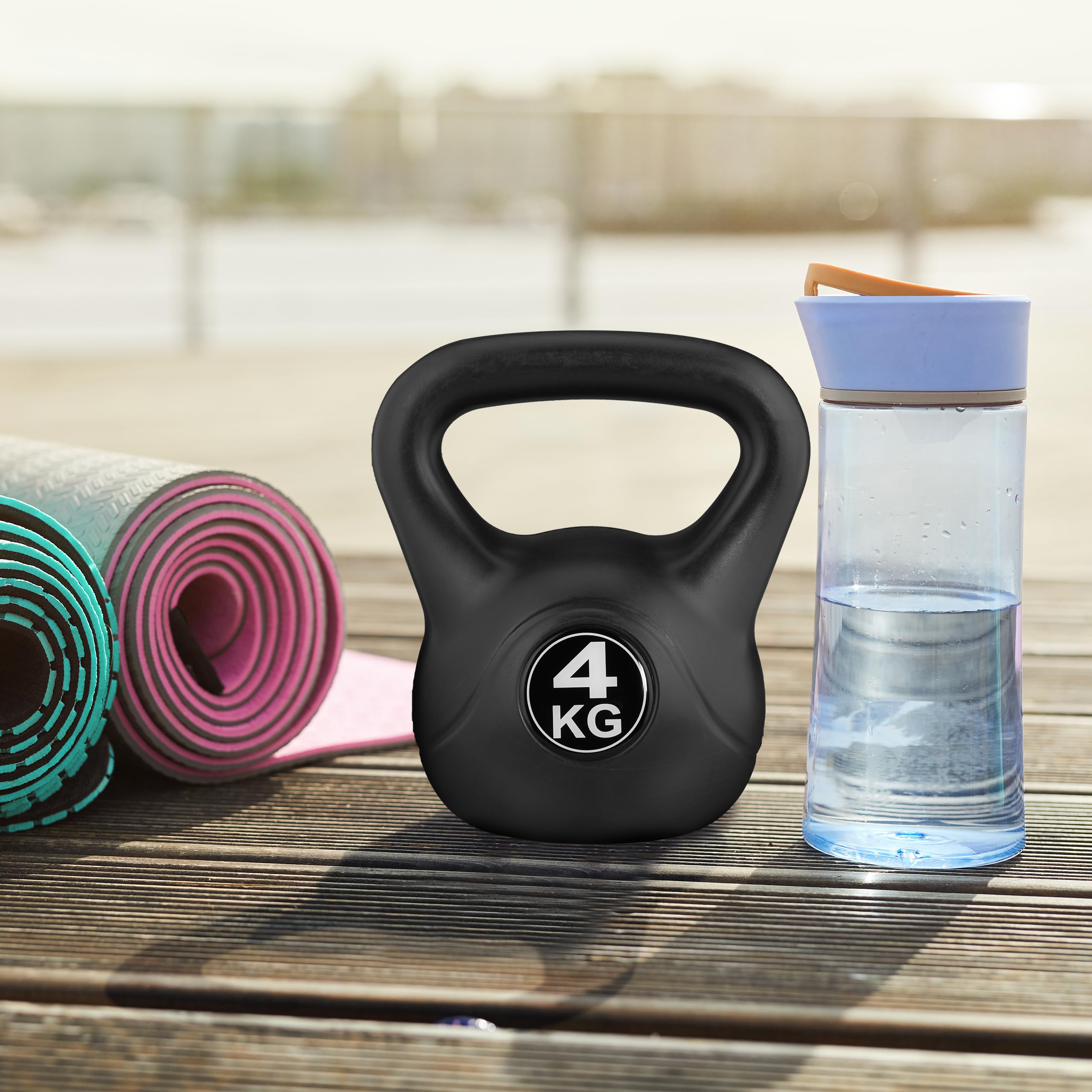 Relaxdays Pesa Rusa, Mancuerna Relleno Arena, Entrenamiento en Casa, Hombres y Mujeres, Ejercicio Fuerza, Negro