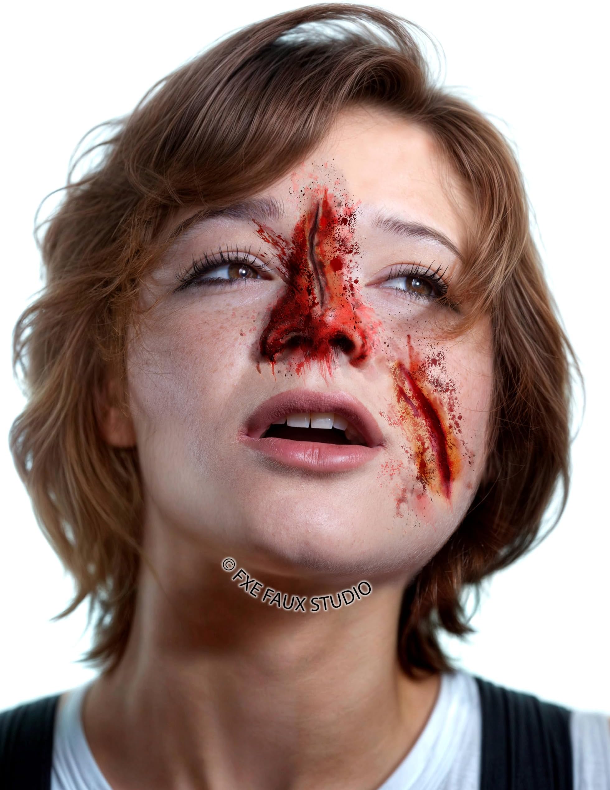 Fxe Faux Studio Zombie Cut Injury - Slit Wrist Wound 2-PC Halloween Latex Prosthetic Appliance.