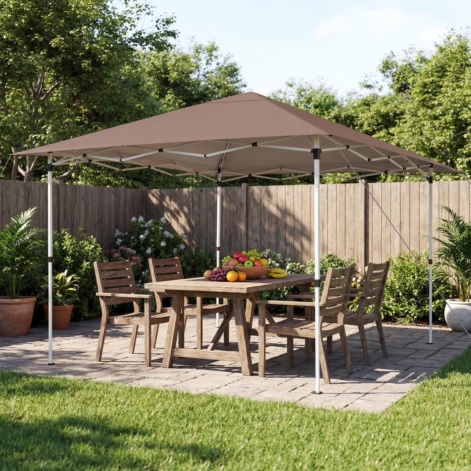 COSTWAY Pavillon, Faltpavillon wasserdicht stabil Winterfest, Gartenpavillon UV Schutz 50+, höhenverstellbar, Pop Up Pavillon mit Tasche für Garten & Terrassen, Braun