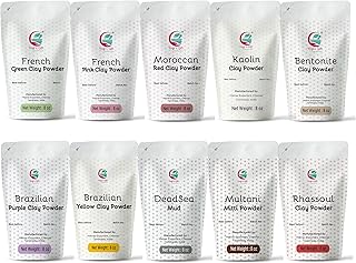 Pack of 10 Clays for Mask Making & Soap Making | Face Mask Ingredient | Best Value Pack of Colourful Clays | 8oz Each | Variety Pack for DIY Projects | by Yogi’s Gift®