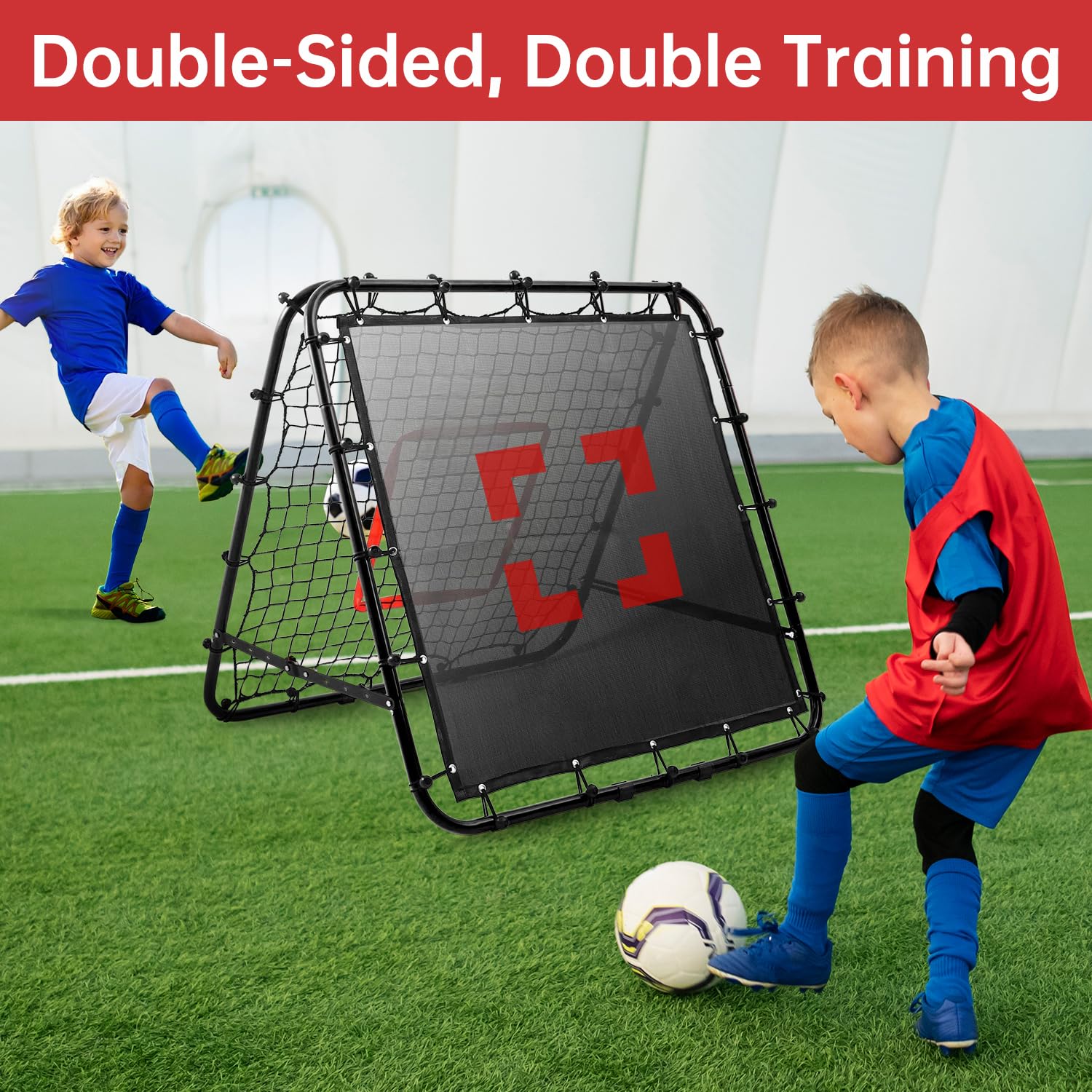Red de reboteador de fútbol para niños, red de reboteador de voleibol, red de entrenamiento ajustable, red de rebote con kickback objetivo objetivo niños fútbol entrenamiento portería portátil de