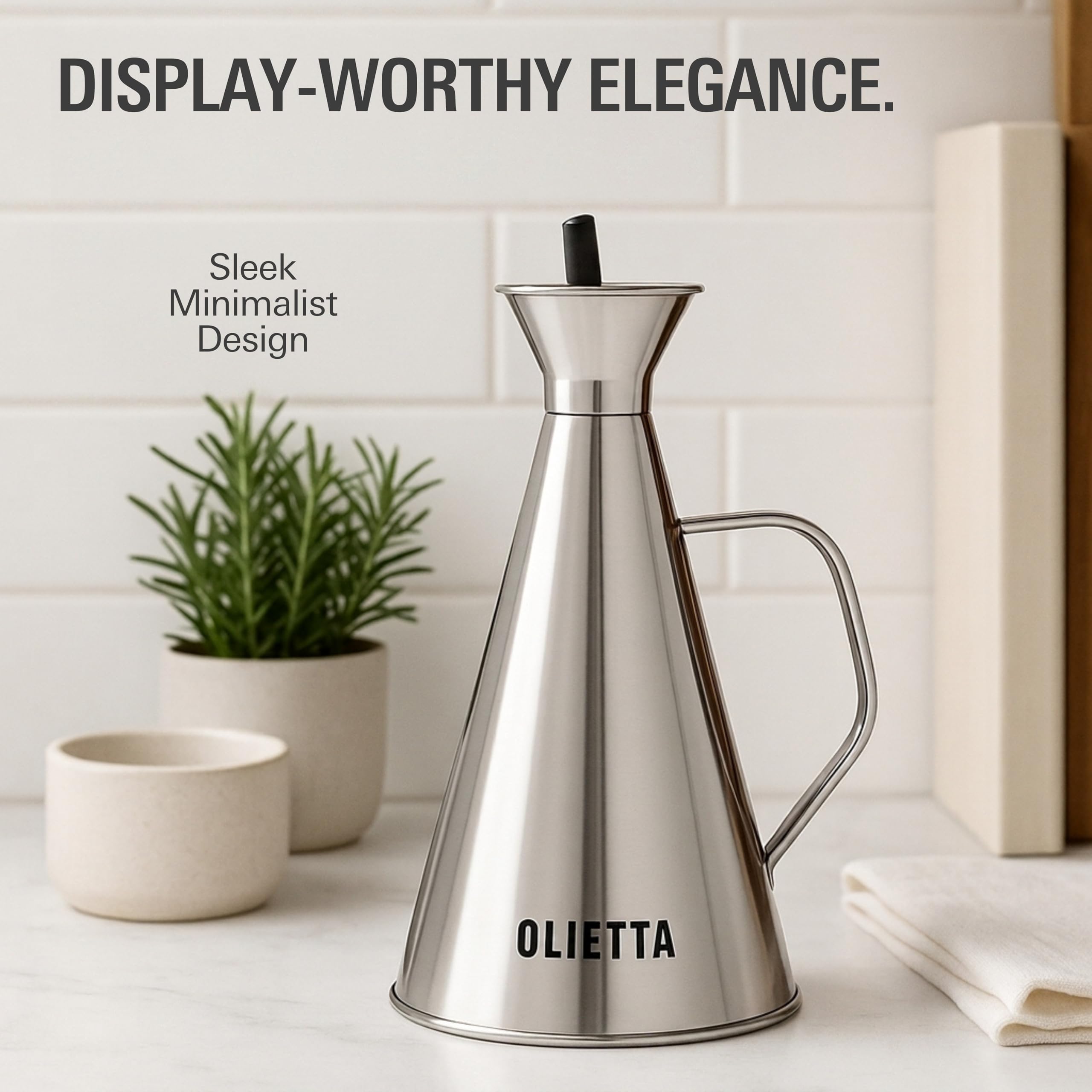 Olietta Stainless Steel Non Drip Leak Proof No Mess Oil Dispenser