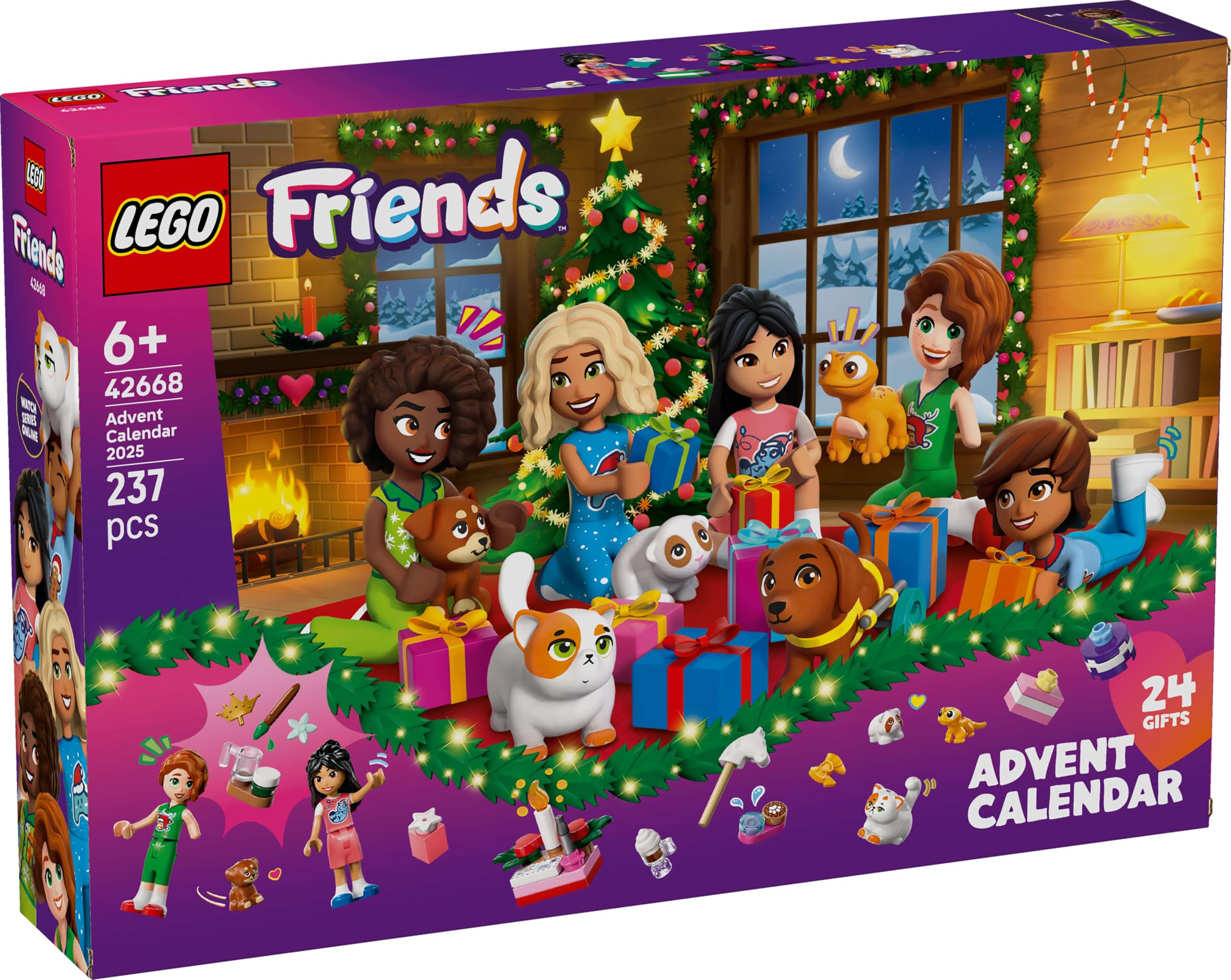 LEGO Friends Calendario de Adviento 2025 para Niñas de 6+ Años - Juguete para la Cuenta Atrás de Navidad con 24 Sorpresas Inc. 5 Mini Muñecas, 5 Figuras de Animales y Accesorios Adorables 42668
