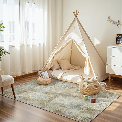 Vista 16 de Alfombra de área para sala de estar: 5 x 7 de interior, suave, esponjosa, alfombra abstracta para dormitorio, cocina, comedor, suelo, alfombra