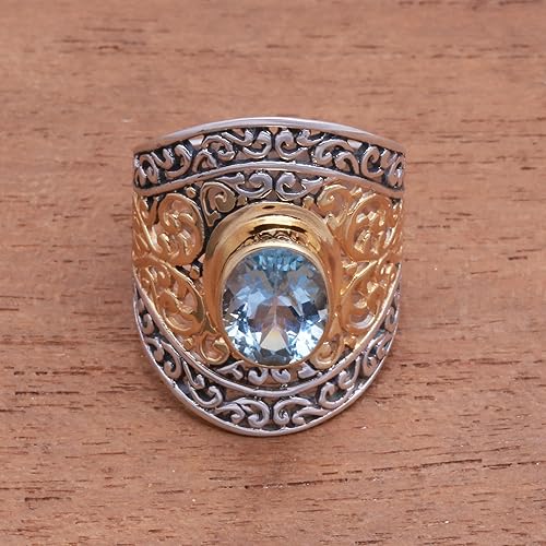 Vista 3 de NOVICA - Anillo de piedra preciosa para niñas y mujeres