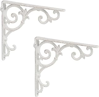 Relaxdays Regalwinkel antik, 2er Set, Regalträger Gusseisen, weiß