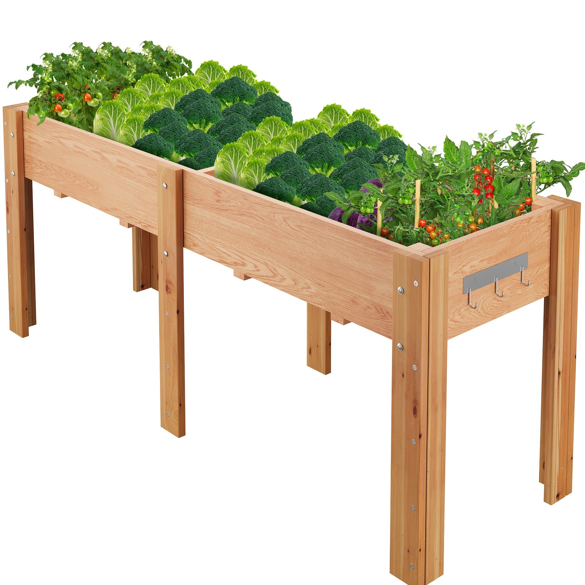 Garvee Elevated Wooden Raised Garden Bed with Legs & Hooks