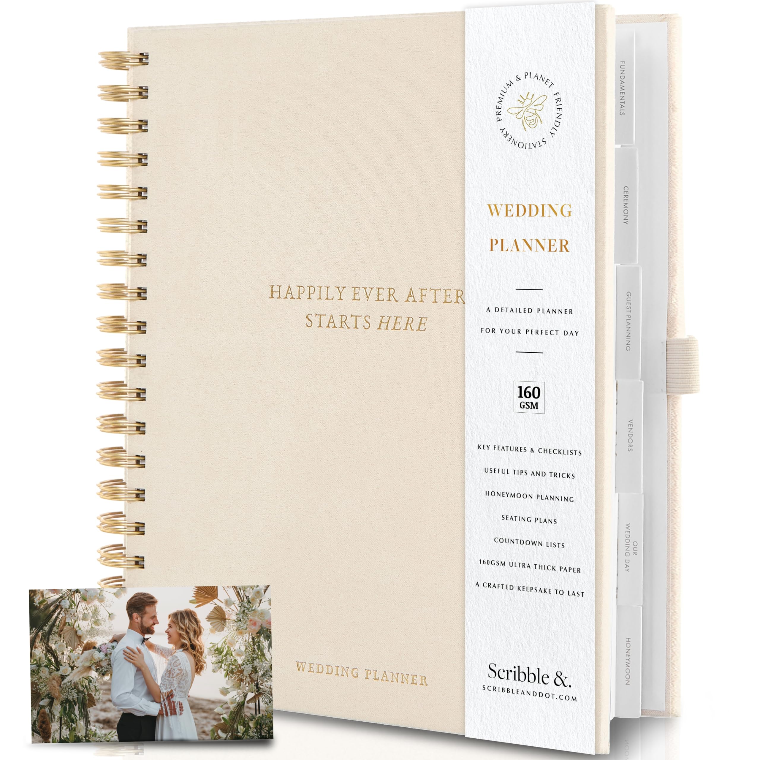 Scribble & Dot™ The Elegant Wedding Planner and Organiser for the Bride | Tissue Wrapped in a Gift Box | Thick Pages, Textured Cover | Every Wedding Step. Effortlessly Handled.