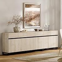 Vista 23 de WAMPAT Aparadores Buffet Multifuncionales 2 en 1, Aparador Moderno con Estante Ajustable y Base de Metal, Gabinete de Barra de Café Gabinete