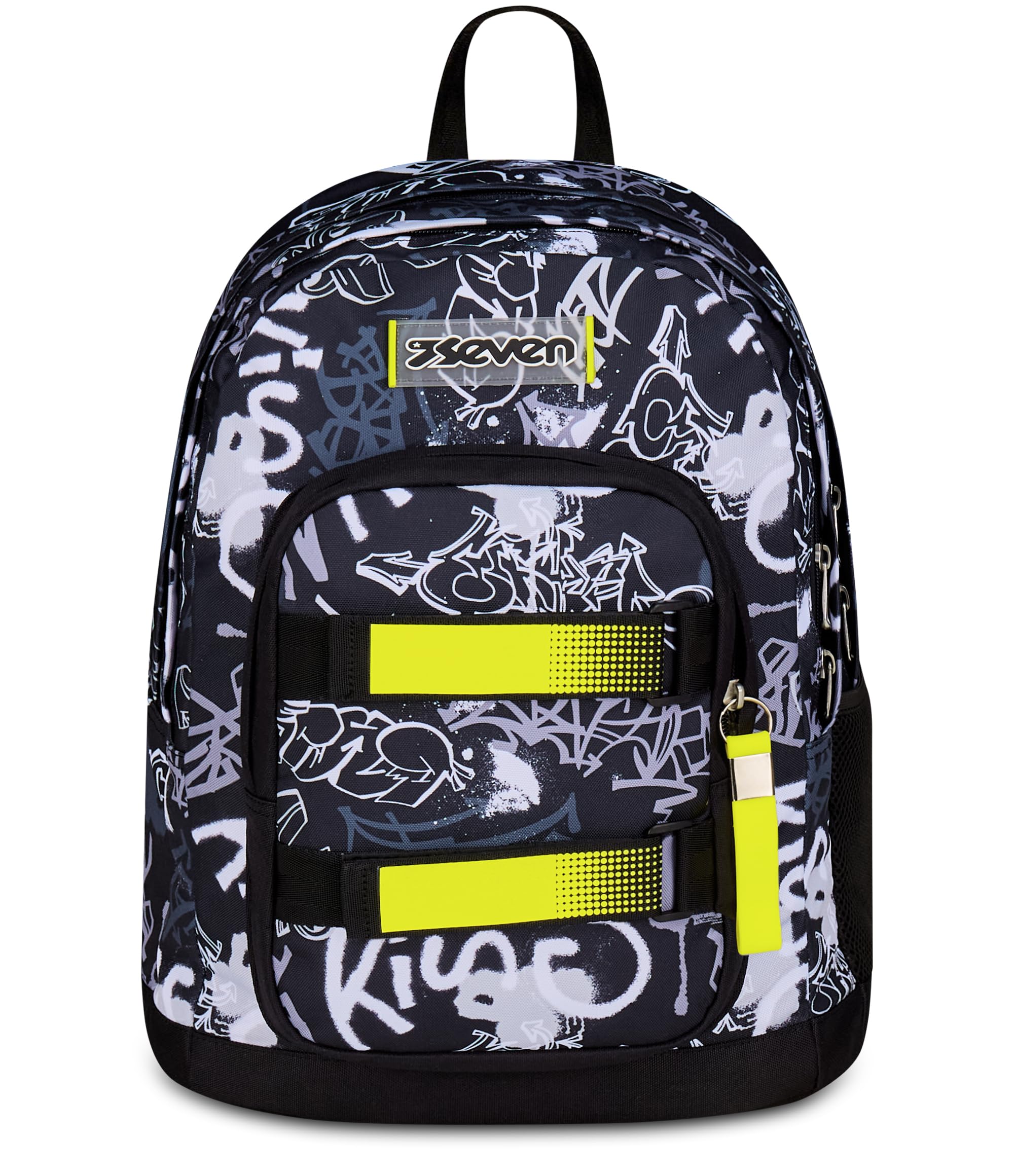 Seven Schulranzen New Fit, für Schule Sport Freizeit, ab 1. Klasse, für Mädchen und Jungen, gepolsterter Rucksack,mit Trinkflaschenfach, schwarz-weiß