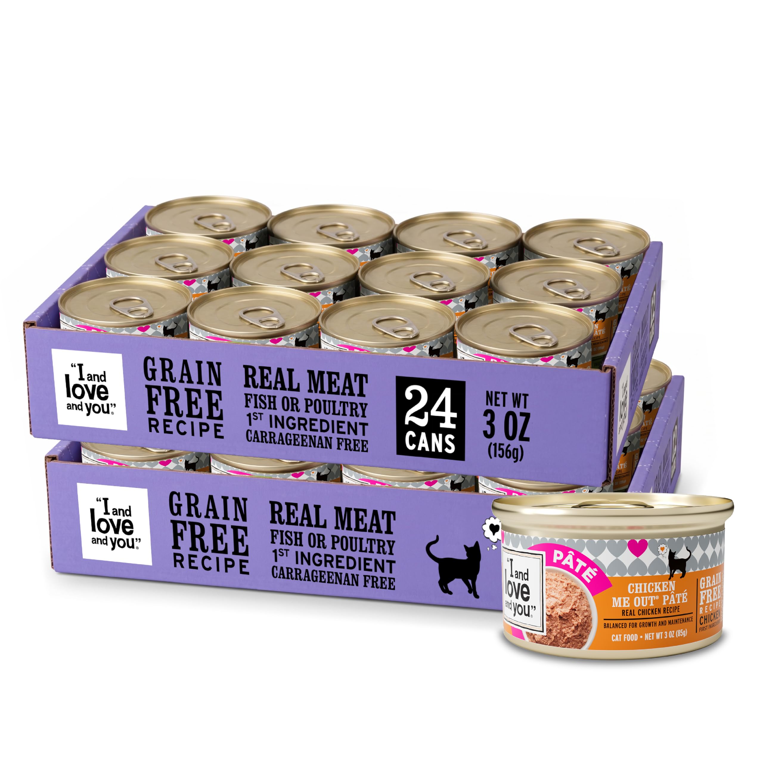 I and Love and You Naked Essentials Canned Wet Cat Food, Grain Free, Chicken Recipe, Real Meat, No Fillers, 3 Ounce (Pack of 24)
