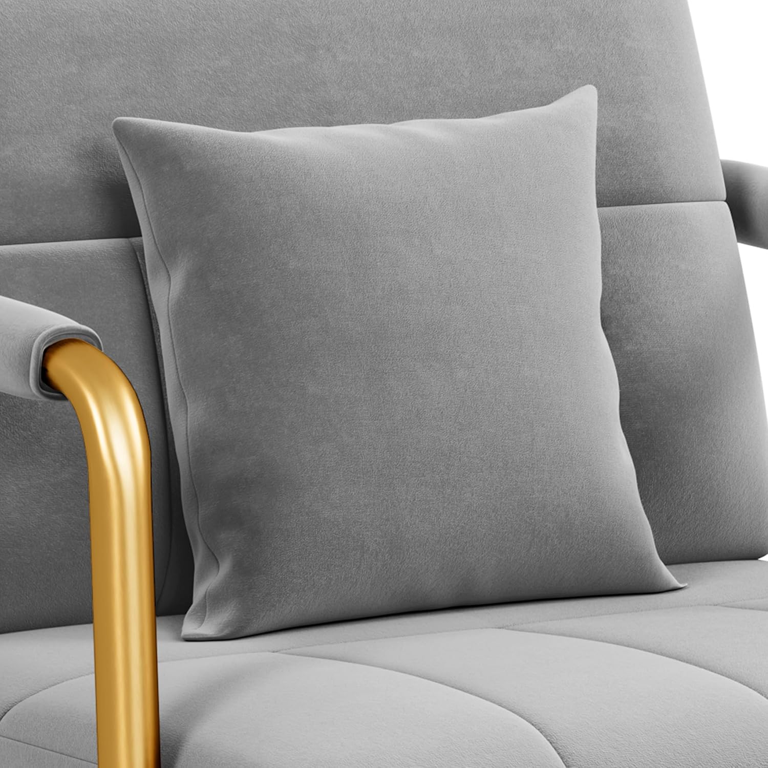 Yaheetech 30" W Accent Chair Velvet Oversized Armchair Living Room Chair with Golden Frame & Cozy Pillow for Living Room, Bedroom, Office Light Gray
