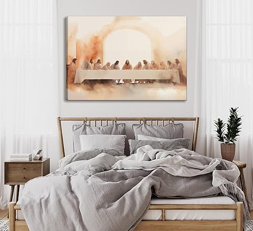 Miniatura 4 de Lienzo decorativo de la última cena para pared, historia bíblica, Jesús cristiano y doce apóstoles, pintura para decoración de pared, póster