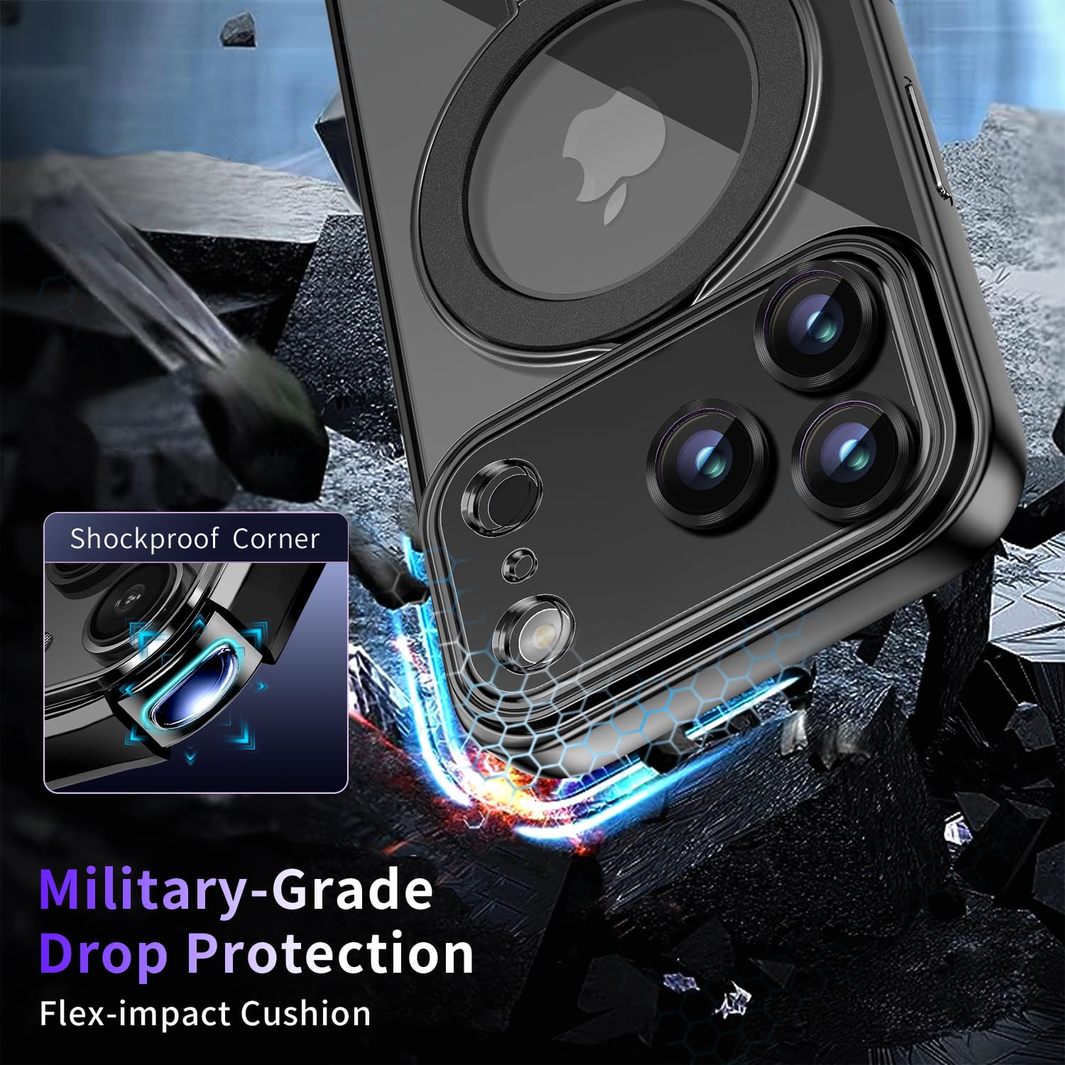 Custodia magnetica per iPhone 5 Pro Max con supporto invisibile [compatibile con MagSafe] [protezione completa dell'obiettivo della fotocamera] [protezione militare contro le cadute] antiurto