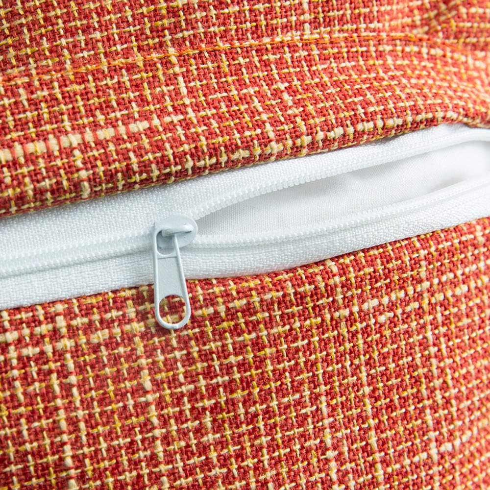 MIULEE Set of 2 Decorative Linen Fall Throw Pillow Covers Cushion Case Button Vintage Farmhouse Pillowcase for Couch Sofa Bed 24 x 24 Inch Orange