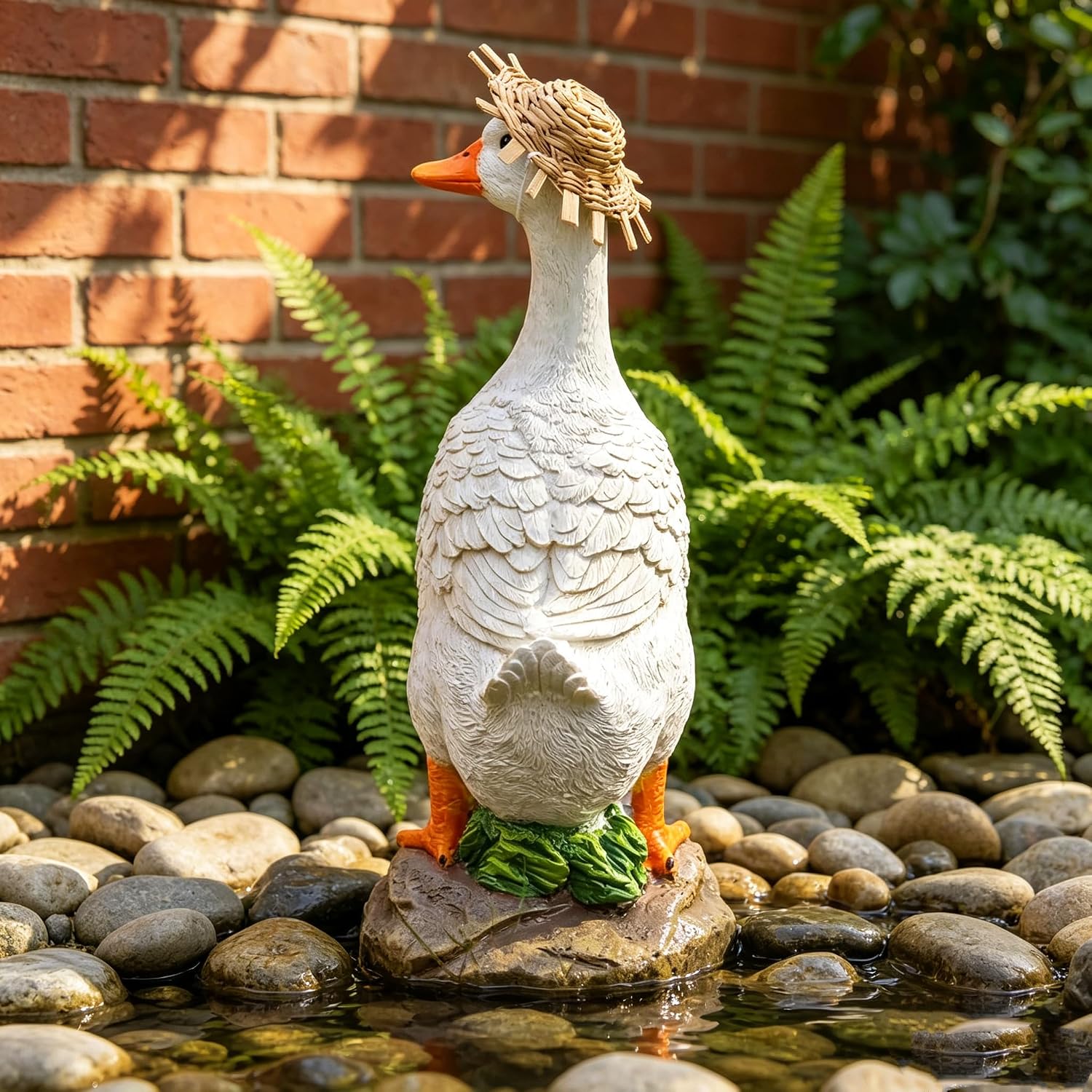 Teaeeno Duck Decor Statue for Independence Day,Real Duck Figurine,Funny Duck Fence Decoration,Outdoor Decor Yard Lawn,Indoor/Outdoor Resin Animal Statue for Home Garden Stairs, Farm, Patio, Backyard