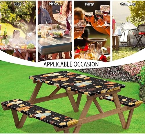 Miniatura 10 de Pinecone - Mantel de picnic con diseño de copo de nieve para árbol de Navidad, 3 piezas, resistente a los arañazos, con bolsa de cordón, mesas y