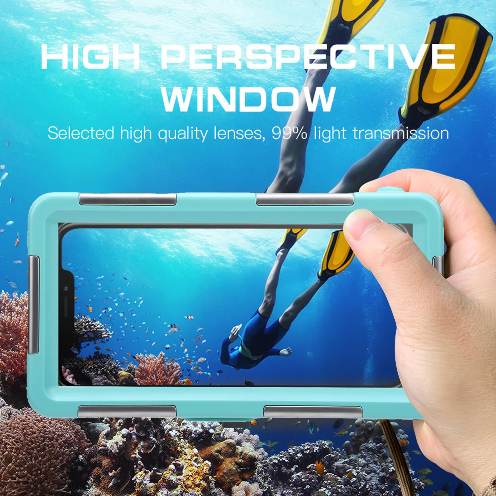 Sxhlseller Funda Universal para Teléfono de Buceo para S25 S24 S23 Ultra, Funda Impermeable Subacuática de 15 M IP68, para Teléfono de Snorkel para Fotos y Vídeos con Obturador de Volumen, (Azul y