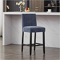 Vista 21 de Taburetes de bar de piel sintética de 26 pulgadas, modernas sillas de bar tapizadas de altura de barra, taburetes de bar con patas de madera maciza