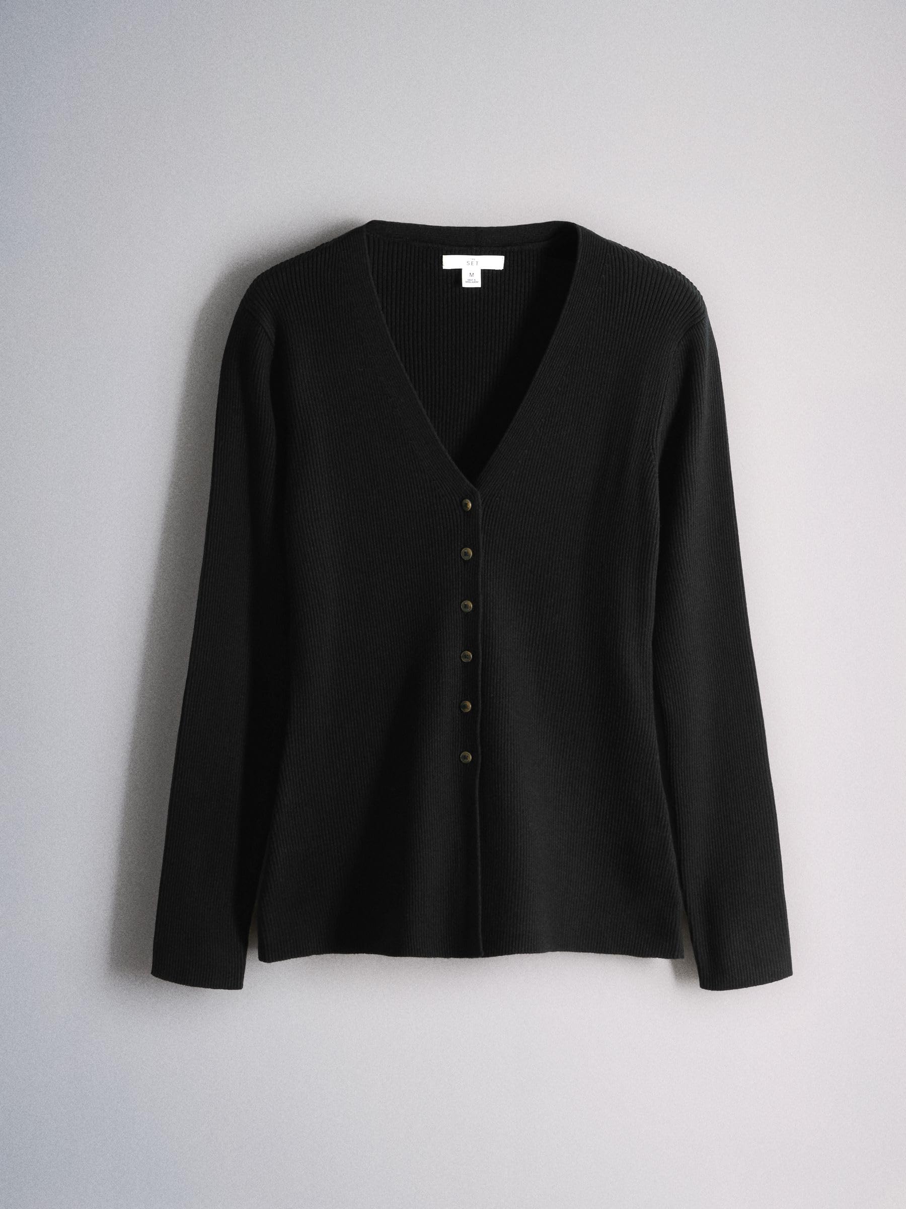 THE SET Donne Confezione da 3 Cardigan Eleganti in Maglia con Taglio Lungo, Scollo a V e Bottoni Alti in Vita