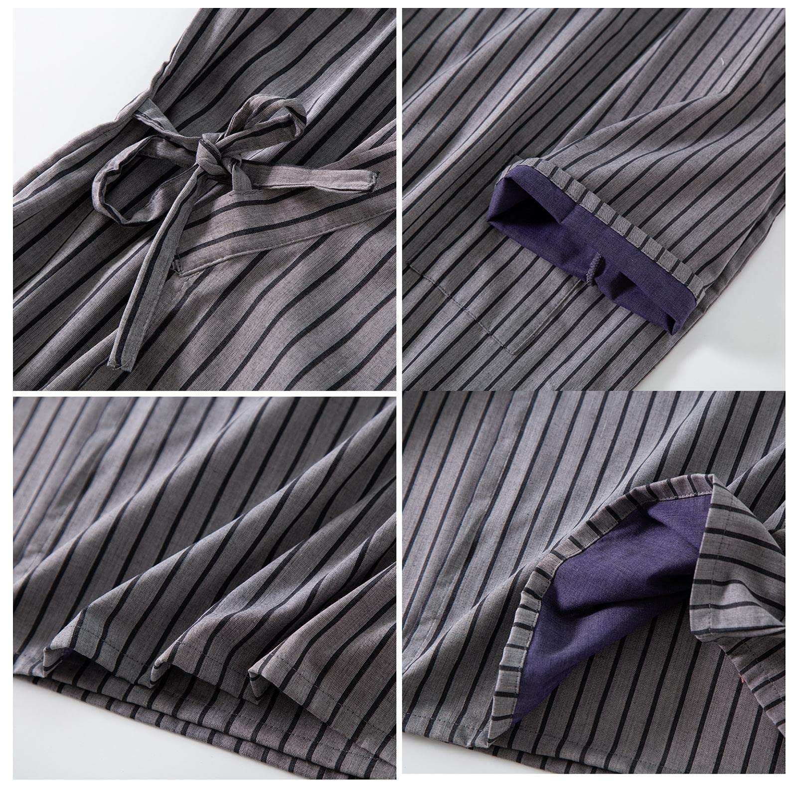 Hombres Kimono Robe Cotton Yukata SPA Sauna Albornoz Sleepwear Kimono de Rayas japonesas para Hombres