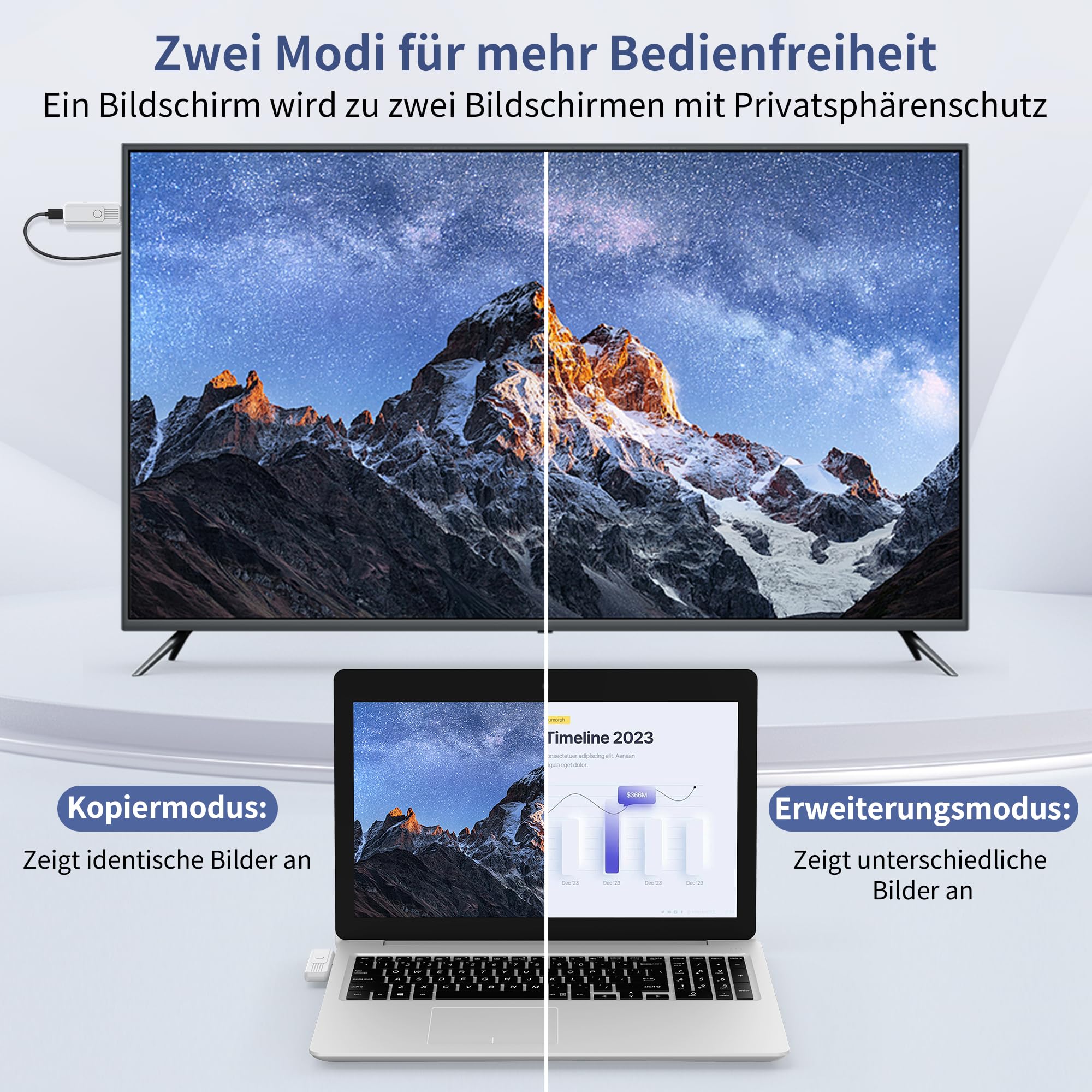 Wireless HDMI Transmitter and Receiver, Aufgerüstetem Type-C 3.1 Hdmi Wireless Plug & Play 2.4G/5G zum Streamen von Video und Audio zu HDTV, Projektor oder Monitor von Smartphone, Tablet oder Laptop