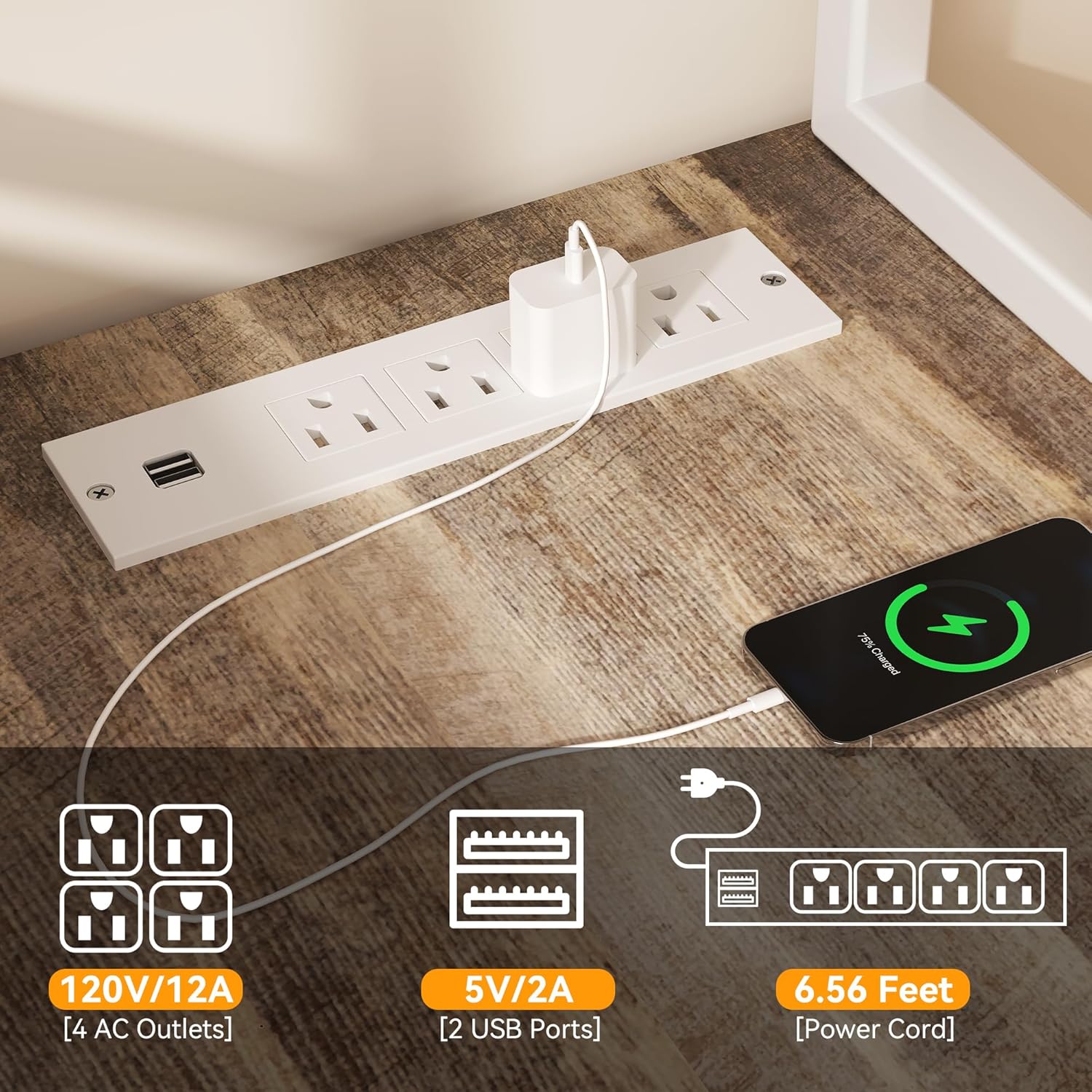 Farmhouse L-Shaped Desk with Power Outlet & LED Lights, Large Corner Computer Desk with 3 Drawers & Cabinet, 58 Inch Office Desk for 2 Monitors, Printer, Rustic Brown & White