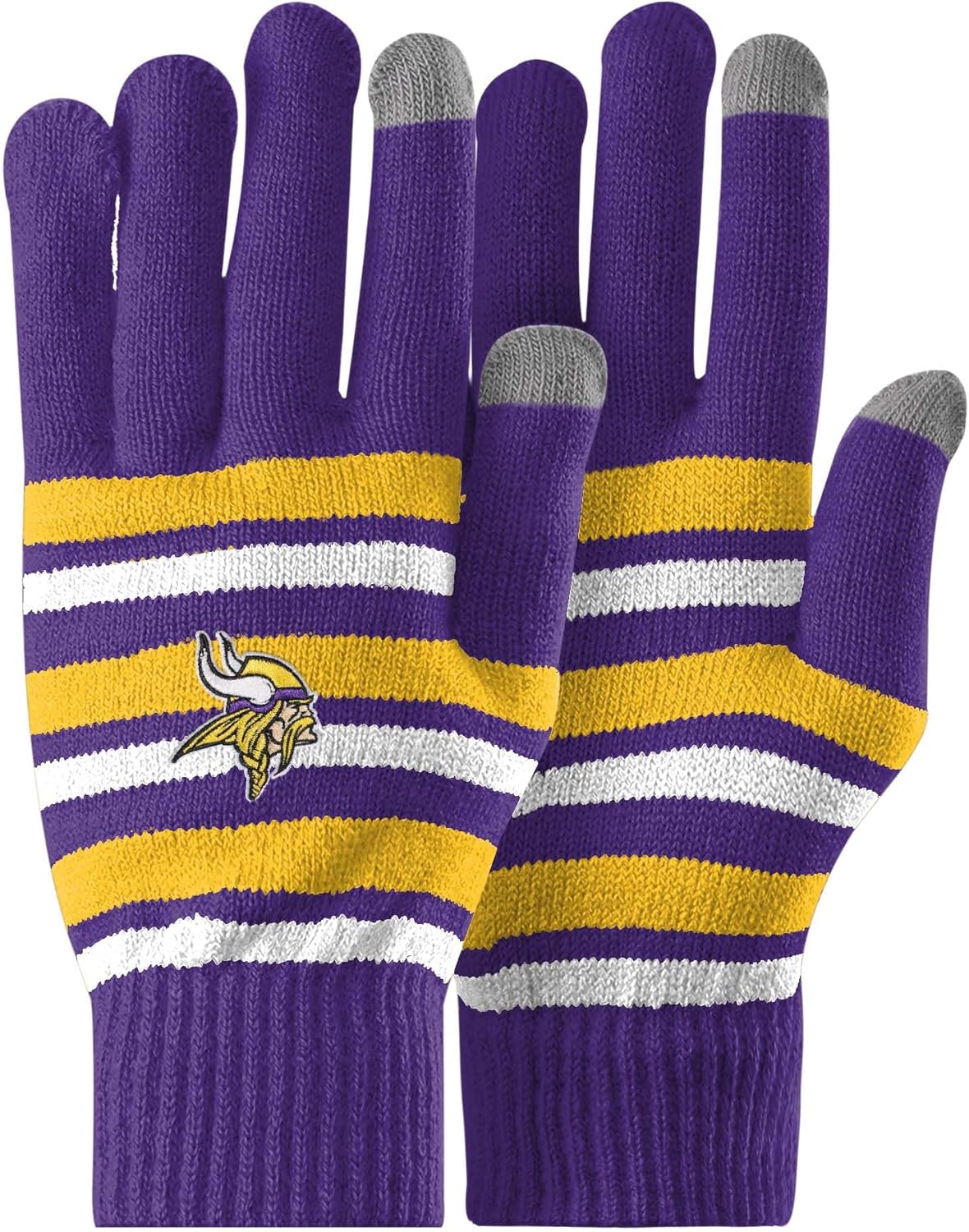 FOCO NFL unisex-adult Nfl Team Logo Adult Stretch Gloves With Stripe Pom Winter Knit Hat Beanie Set - Image 4