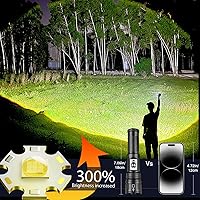 Vista 5 de Linterna LED súper brillante de 3000 lm con luz COB, linterna de mano recargable, múltiples modos, impermeable IP65, carga USB-C, perfecta