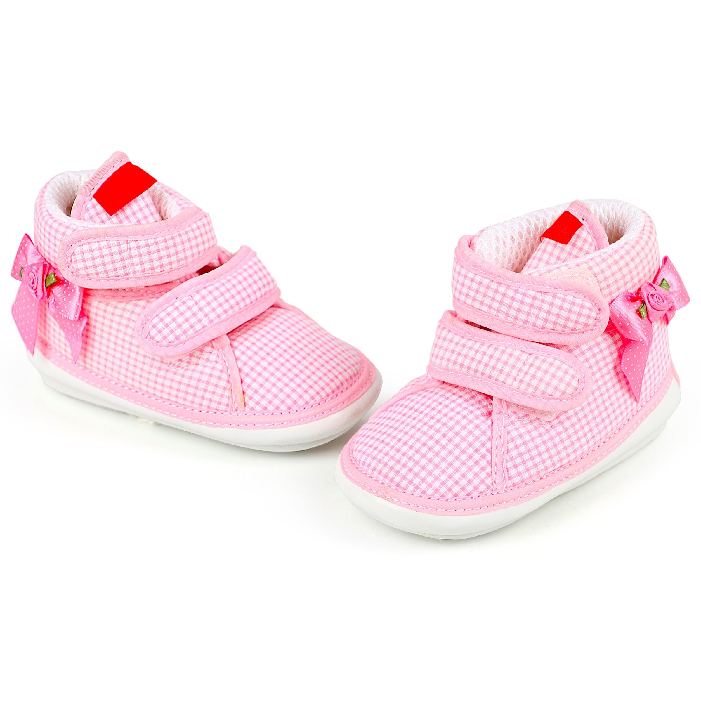 Baby Booty Soft Sole Checked Shoes for Infants Lightweight Non-Slip Pre-Walker Shoes with Hook & Loop Strap Comfortable Breathable Baby Girl Footwear,-image-20