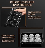 Vista 7 de Molde redondo para cubitos de hielo con tapa, máquina de bolas de hielo de esfera de 2.2 pulgadas, molde grande para cubitos de hielo para whisky