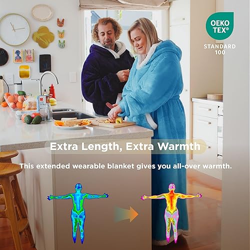 Miniatura 4 de Bedsure Manta con capucha, sudadera larga con capucha como regalo para el día del padre, cumpleaños para papá, acogedora sudadera con capucha Sherpa