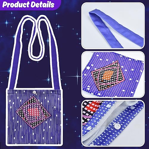 Miniatura 3 de 4 piezas de accesorios para disfraz de deseos, collar de capas moradas, pulsera de perlas de imitación, aretes con colgante de deseos, bolsa de