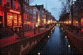 Holland Red Light District Amsterdam Wooden Travel Gift Souvenir Puzzle for Adults and Teens 1000 Pieces Jigsaw Puzzle for Home Decoration Toys and Games,25ja15pbB272