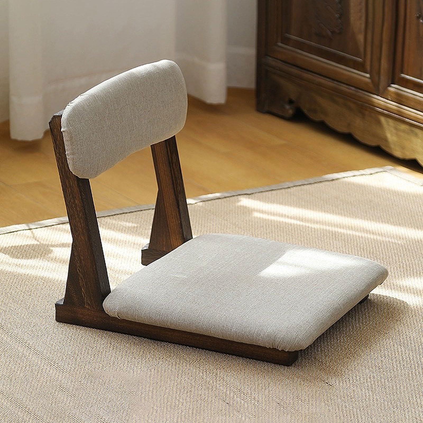 Japanischer Tatami-Stuhl,Japanischer Beinloser Stuhl Holz Faules Sofa,Meditations-Bodenstuhl Japanischer,RüCkenstüTze Tatami-Stuhl,Starke TragfäHigkeit,für Erkerfenster,Teestube,Gaming
