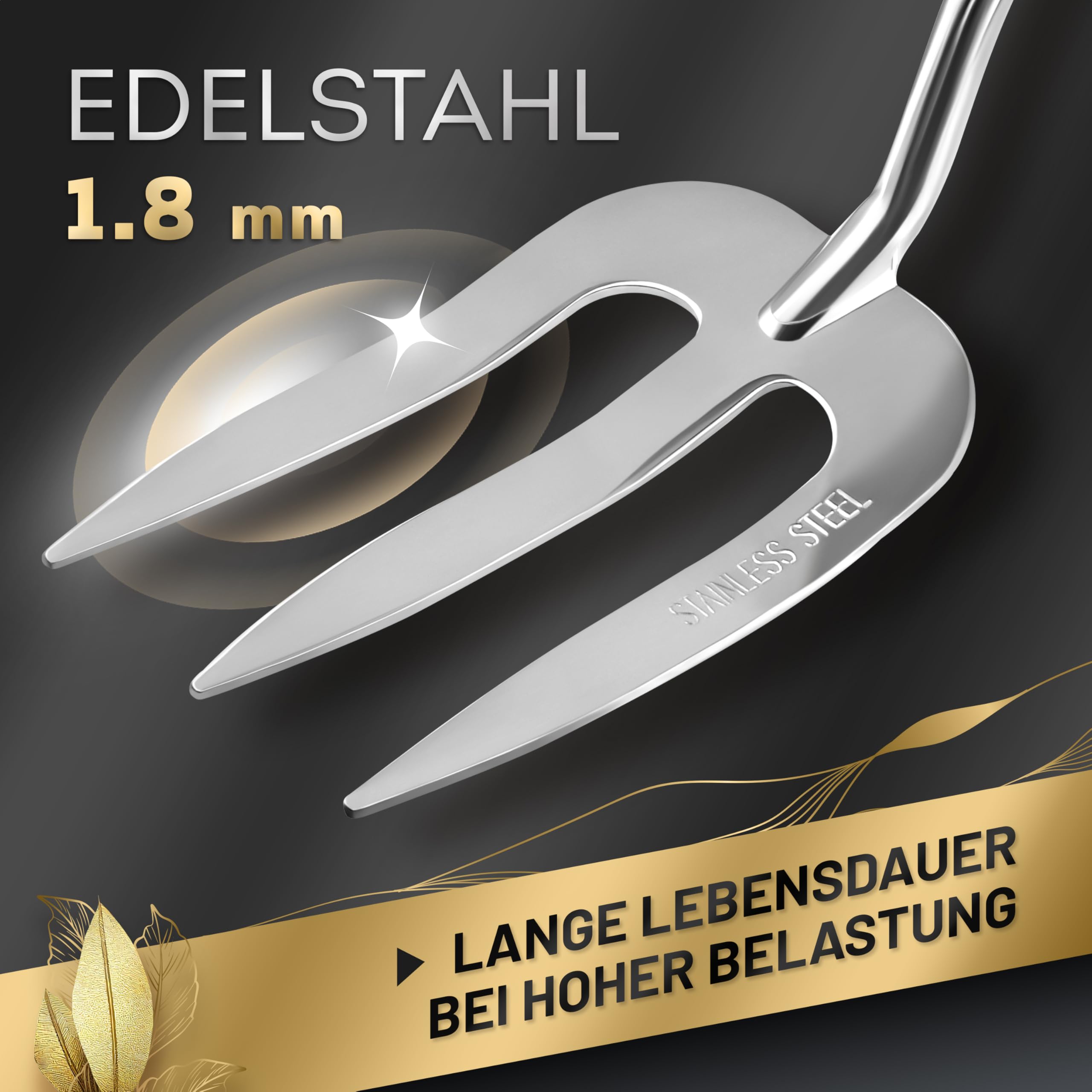 GRÜNTEK 4-TLG Gartenwerkzeug-Set, Premium Gartengeräte, besonders Stabiler Edelstahl, Rutschfester Eschenholz Griff, Garten-Kelle, Gabel, Multi-Unkrautjäter, Fugenstecher, Garten Werkzeug Satz