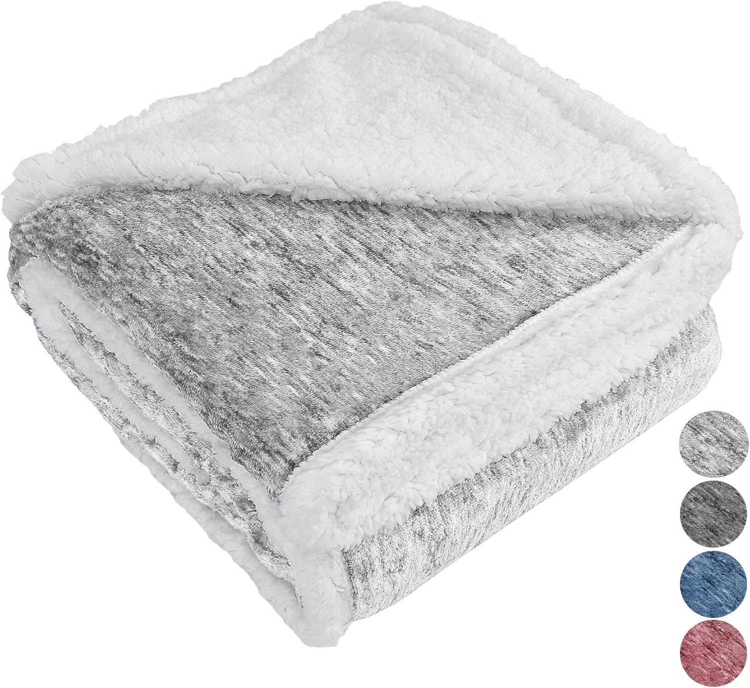 Tirrinia Sherpa Throw Blanket Snow 50" x 60", Super Soft Micro Fleece Plush Bed Throw TV Blanket Reversible