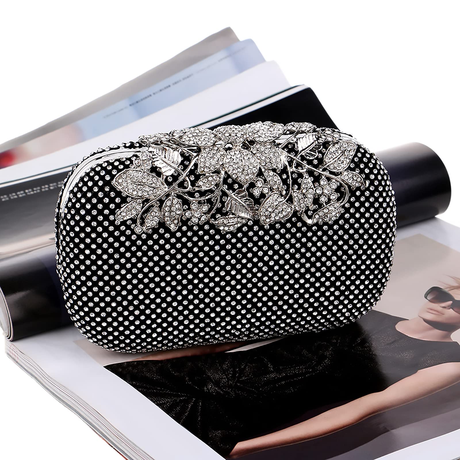 Torebka damska Rhinestone, modny bankiet wieczorowy Wesele Torebka ślubna Damska błyszcząca torebka ze strasem,Black