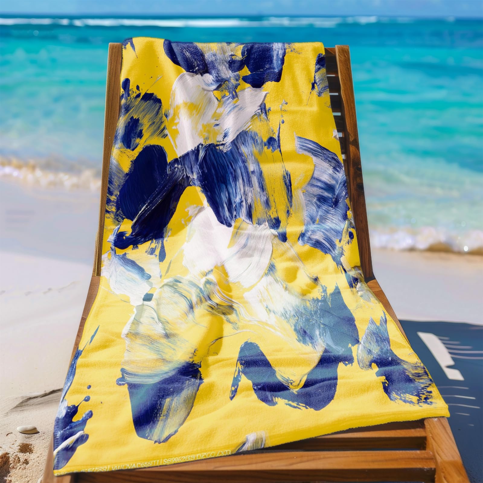 Genérico Toalla Playa 90X180 Azul Amarillo
