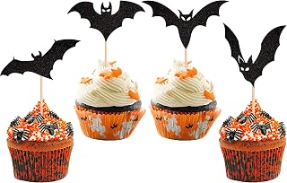 24 adornos para cupcakes de Halloween, para decoración de cupcakes, para Halloween, para fiestas de cumpleaños, decoración de tartas, color negro
